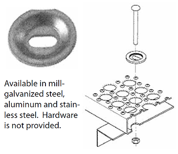 Available in mill galvanized steel, aluminum and stainless steel. Hardware is not provided.