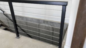 Steel cable railing with black frame